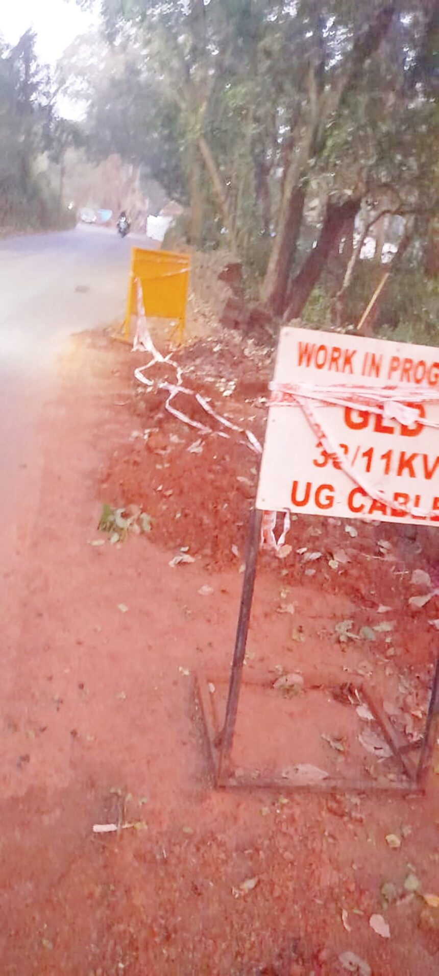 Shoddy underground cabling leaves road in a mess at Sodiem-Siolim