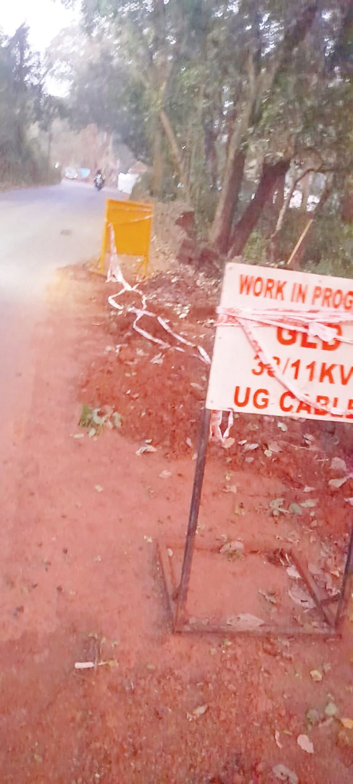 Shoddy underground cabling leaves road in a mess at Sodiem-Siolim