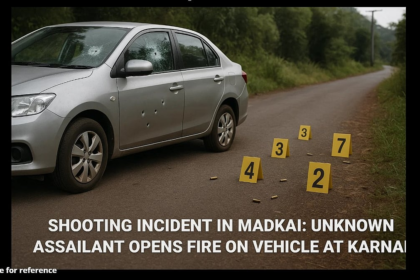 Shooting Incident in Madkai: Unknown Assailant Opens Fire on Vehicle at Karnale