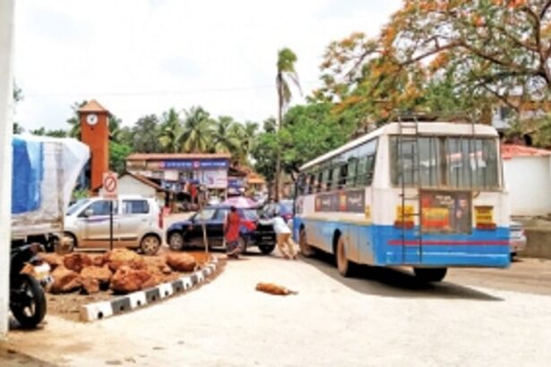 Single entry,exit point at Pernem bus stand putting commuters life at risk