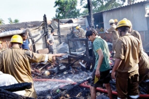 Six huts gutted in fire at Camra Bhat