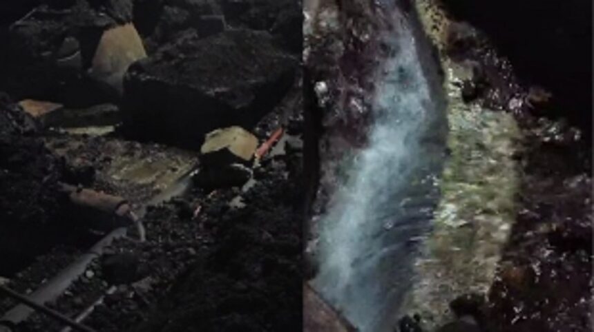 Smart City workers damage water pipeline near Panjim Church; Results in massive wastage 1 Smart City workers damage water pipeline near Panjim Church; Results in massive wastage