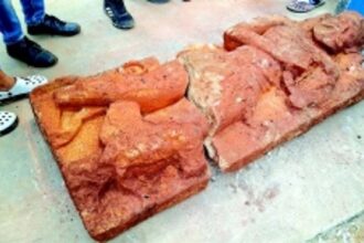 Smart City workers unearth ancient ‘Paulista’ sculpture while digging in Panjim