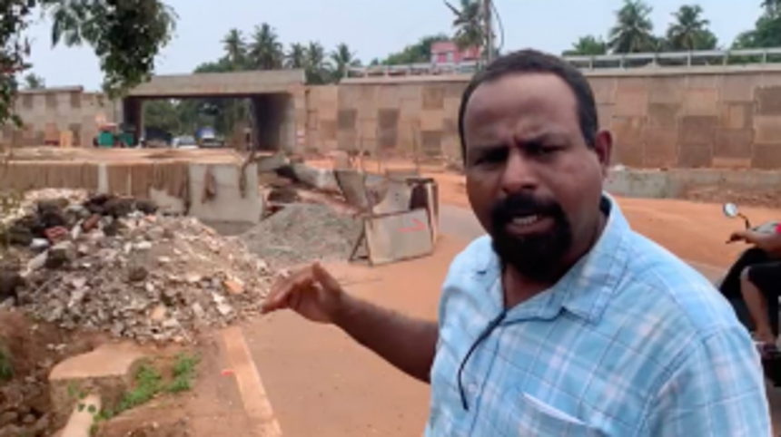 Social Activist Santano Fernandes Questions Culvert Height Increase at Zudio Mall Construction Site in Benaulim
