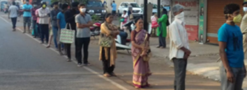 Social distancing observed at Cuncolim grocery stores