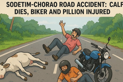 Sodetim-Chorao Road Accident: Calf Dies, Biker and Pillion Injured