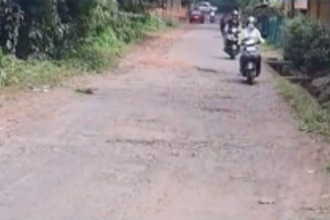 Sodiem panchayat initiates repairs of minor potholes, larger road stretch to be fixed by the JetPatcher machine