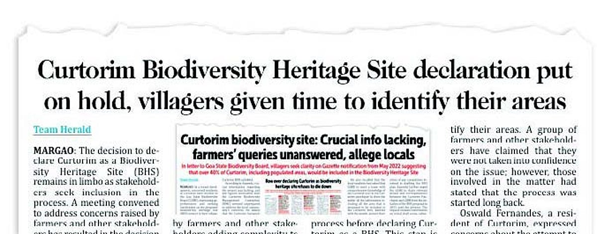 Soon, Biodiversity Heritage Site tag for Goa’s granary, Curtorim