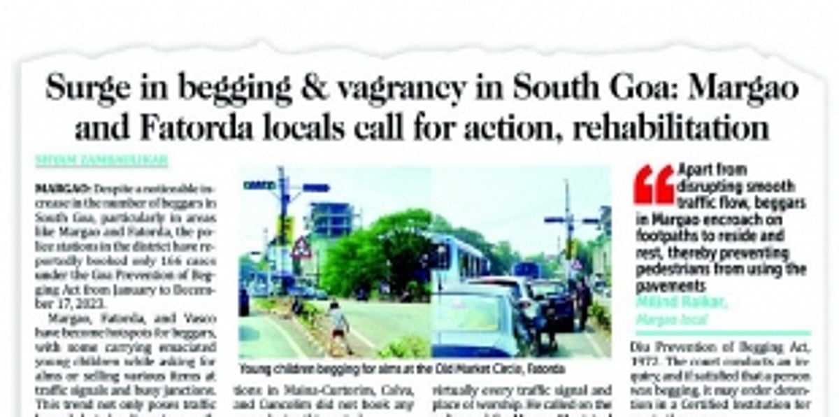 South Goa Administration announces joint drive to tackle begging menace in Margao