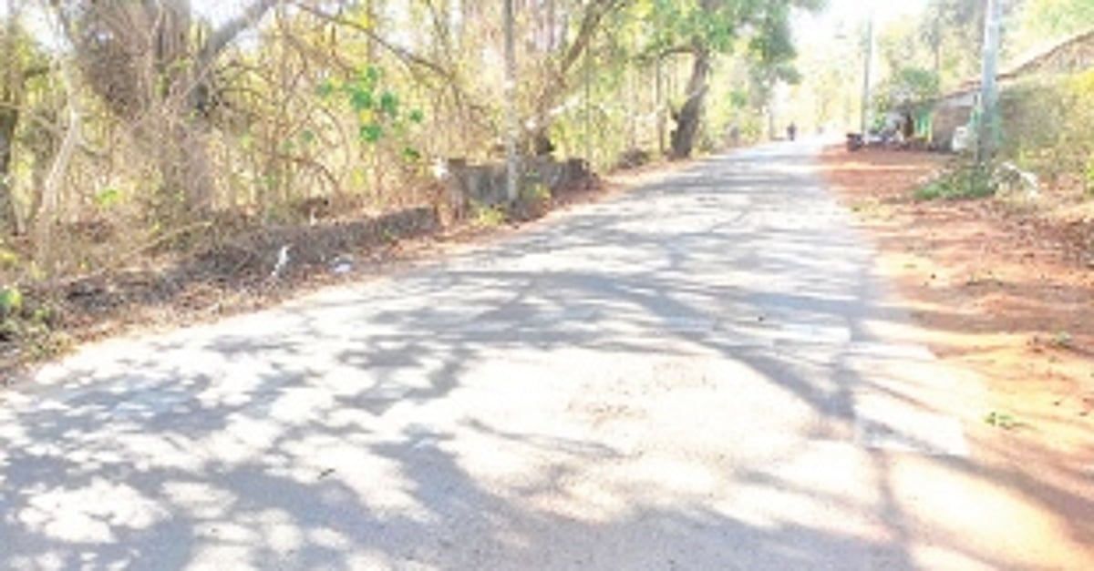 Speed breaker needs a fresh  coat of paint at Dhabdabo