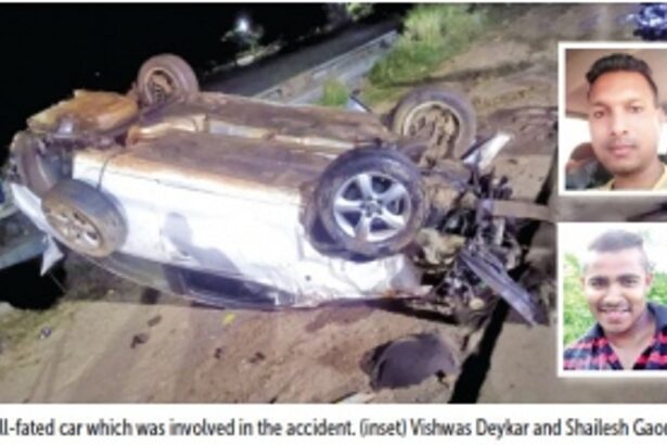 Speeding car kills two  constables on nakabandi  duty at Seraulim
