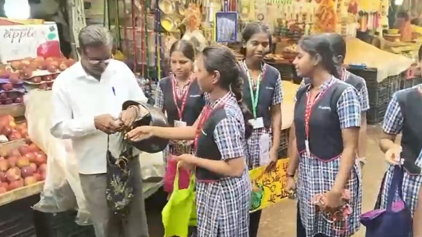 St. Andrew’s NSS Students Launch Anti-Plastic Awareness Drive in Vasco Market