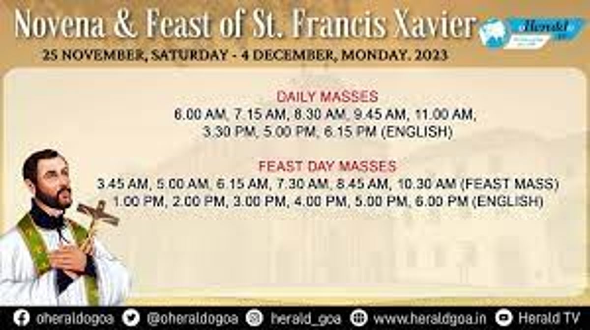 St Francis Xavier Feast, Old Goa: Novenas Begin Tomorrow