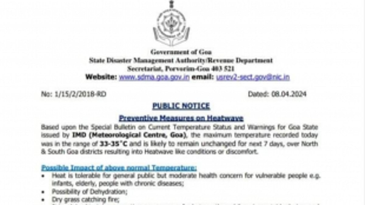 State Disaster Management Authority Issues Public Notice on Preventive Measures for Heatwave