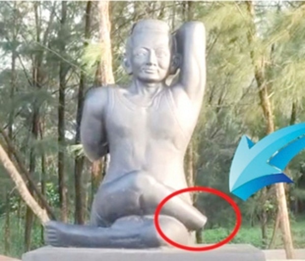 Statue of yoga asana at newly inaugurated Tapoloka damaged