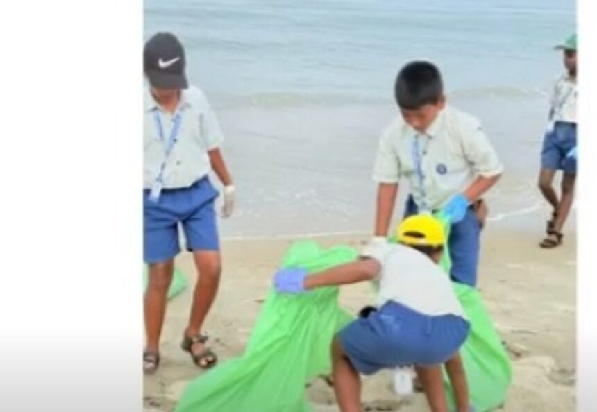 Students Lead Colva Beach Cleanup on International Coastal Cleanup Day 1 Students Lead Colva Beach Cleanup on International Coastal Cleanup Day
