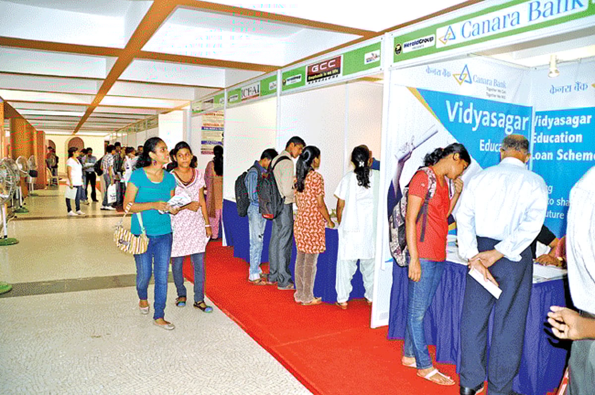 Students evincing interest at the Herald education fair which ended on Sunday