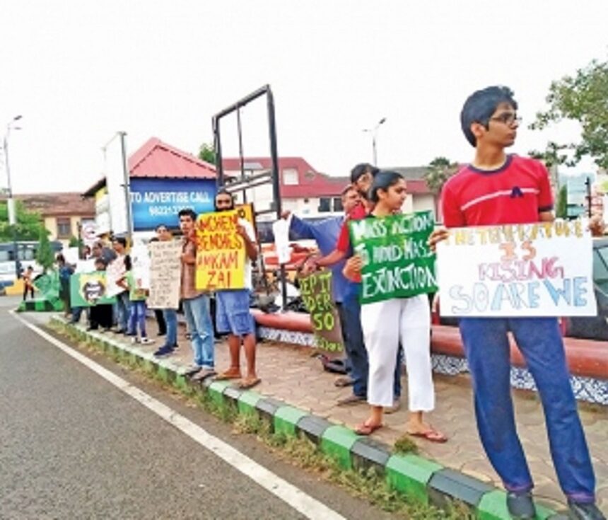 Students hold protest against global climate change