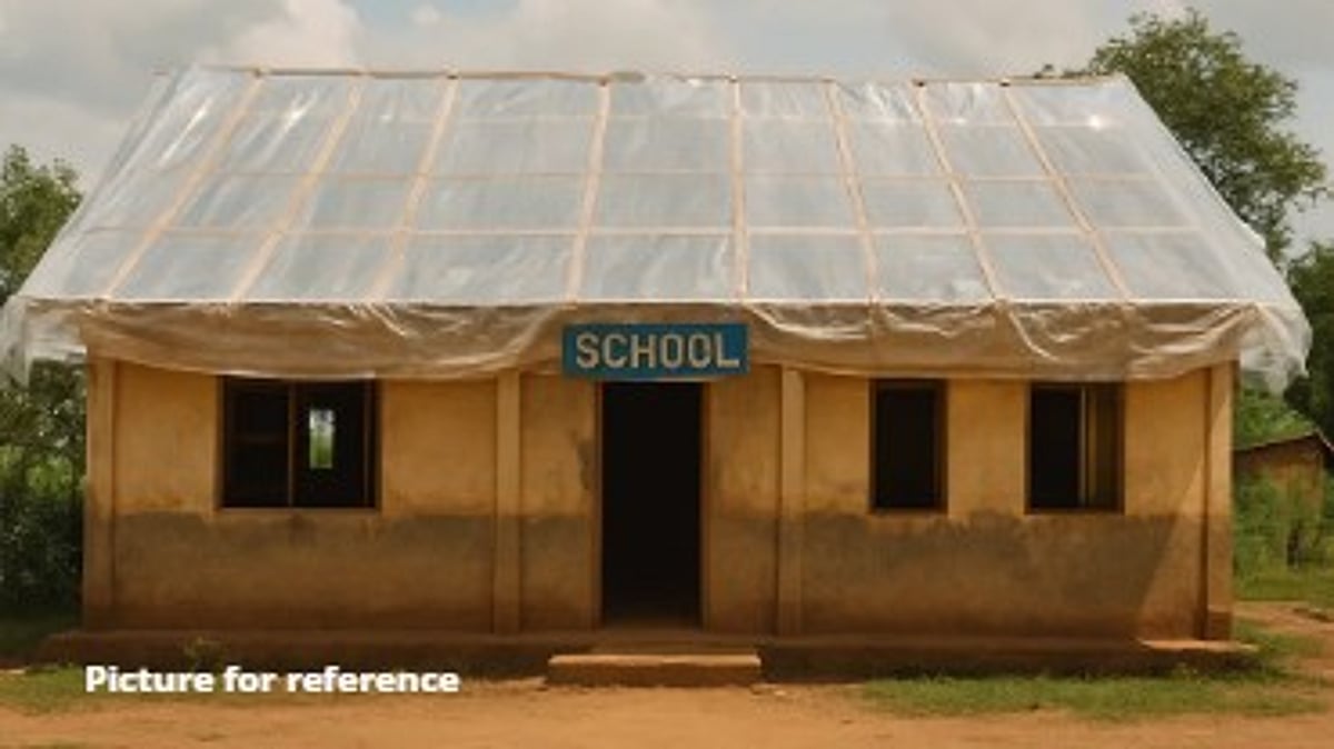 Students in Khandepar School Forced to Study Under Plastic Sheets