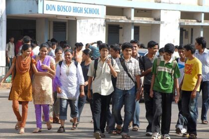 Students walking out of the Don Bosco High School, Panjim appear to be a satisfied lot after answering the Goa Common Entrance Test (GCET), on Wednesday.               Photo by Rozario Estibeiro