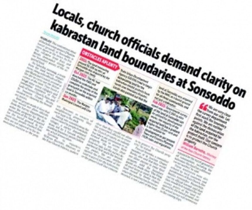 Survey and demarcation of kabrastan site at Sonsoddo to begin on March 14