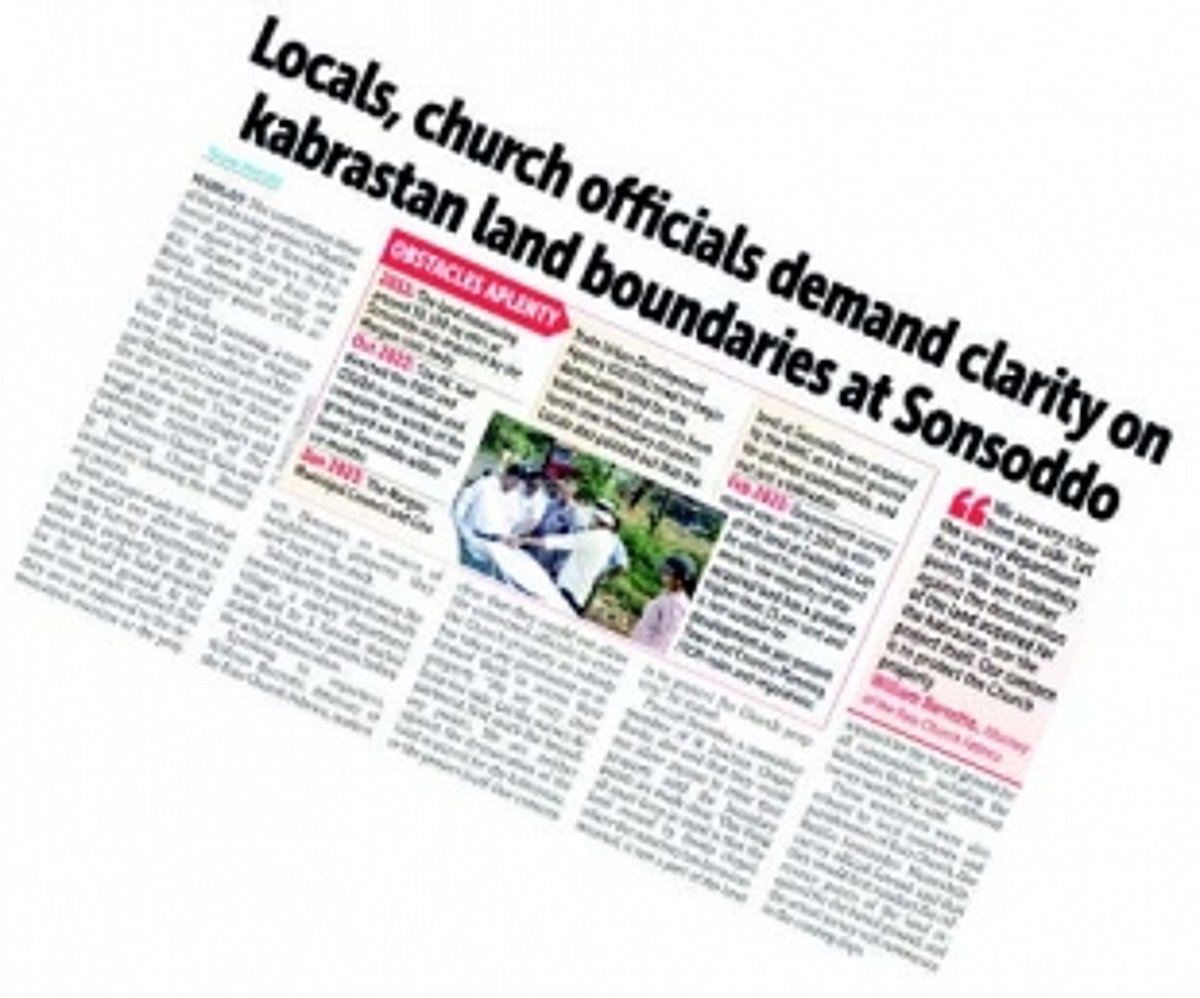 Survey and demarcation of kabrastan site at Sonsoddo to begin on March 14