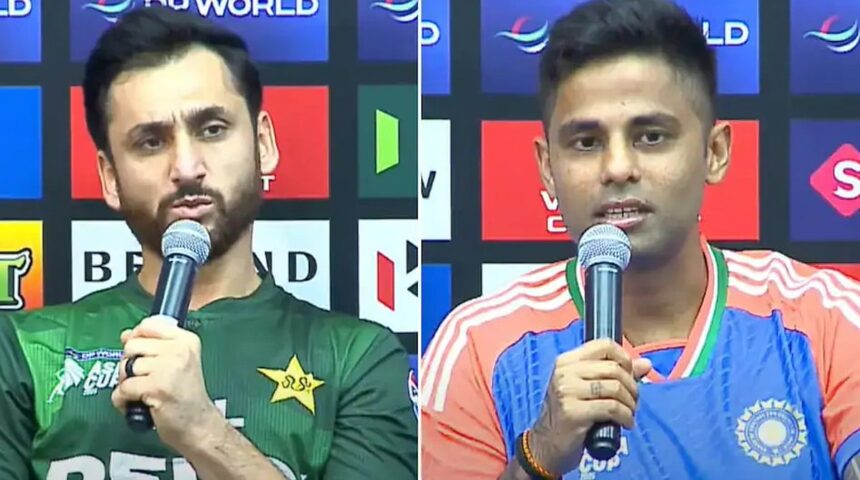 Suryakumar Yadav’s witty “Kisne Bola?” reply stuns reporter; Pakistan skipper joins in