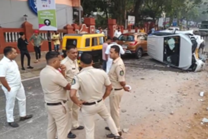 Taxi Overturns at Miramar Circle in Speeding Mishap