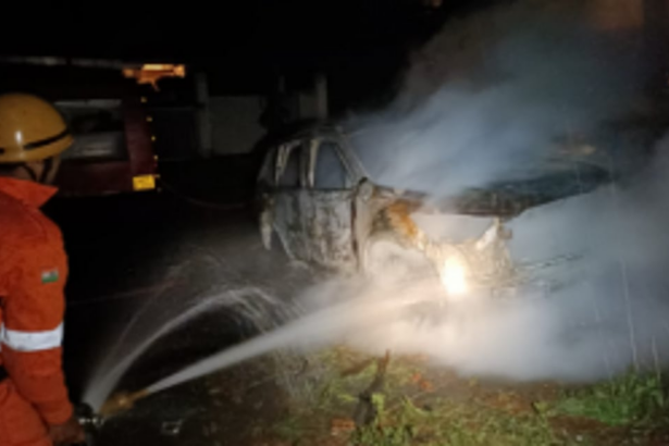 Telangana-Registered Car Reduced to Ashes Near Reis Magos Fort-Verem