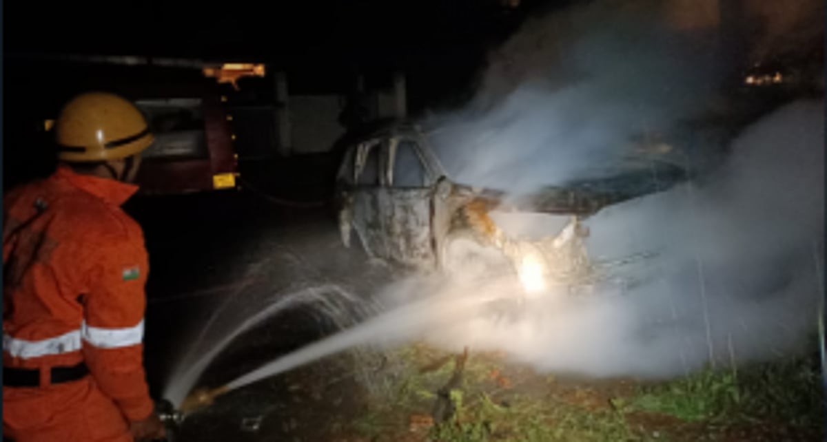 Telangana-Registered Car Reduced to Ashes Near Reis Magos Fort-Verem
