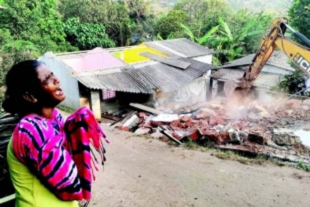 Tempers flare as illegal structures demolished in Sangolda