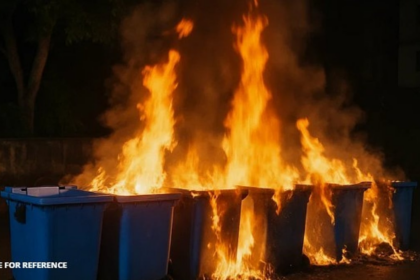 Tension in Ansabhat, Mapusa After Miscreants Set Fire to Garbage Bins; Six Bins Destroyed