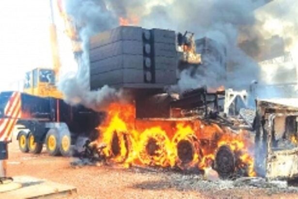 Tension in Dhargalim after truck crushes senior citizen to death; cranes set on fire