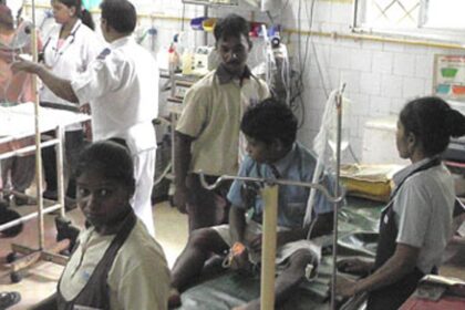 The Canacona students being treated at Hospicio.