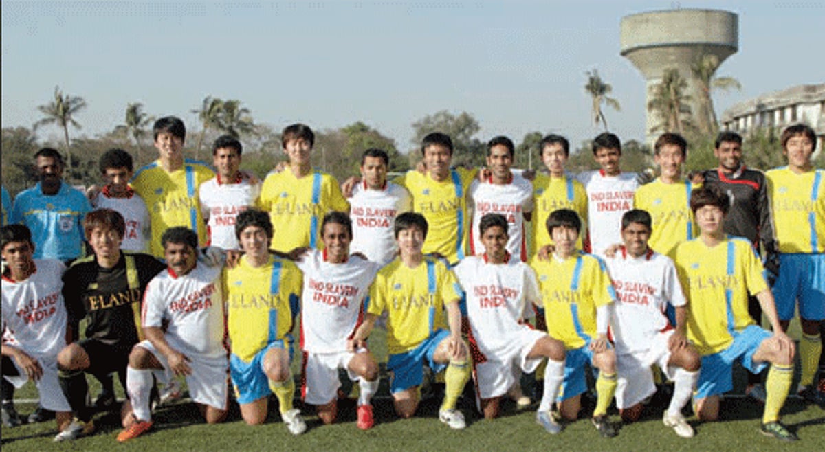 The South Korean team, Hallelujah Football Club and Mumbai Customs in Vashi, New Mumbai, Friday.