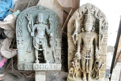 The ancient statues found at Chamundeshwari Devasthan at Pilgao-Bicholim.