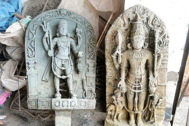 The ancient statues found at Chamundeshwari Devasthan at Pilgao-Bicholim.