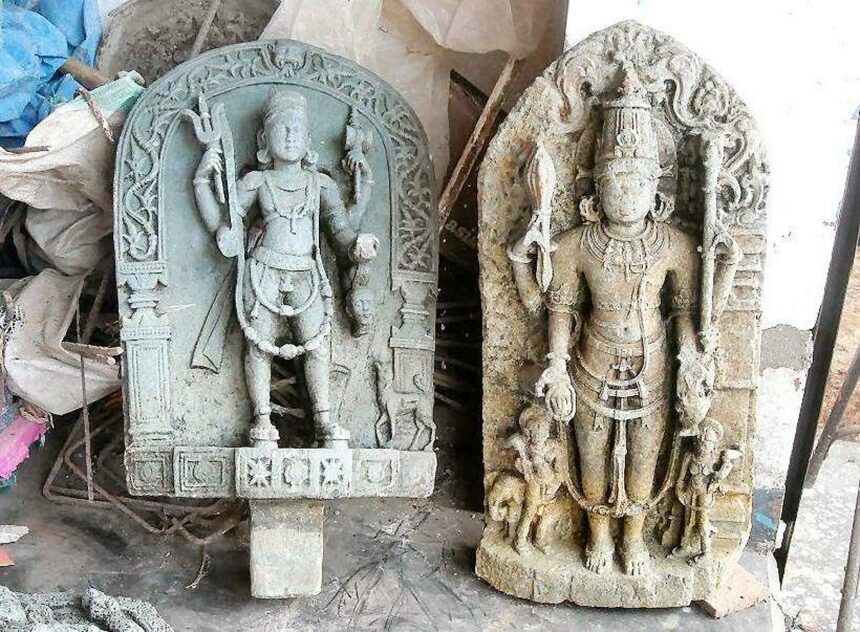 The ancient statues found at Chamundeshwari Devasthan at Pilgao-Bicholim.