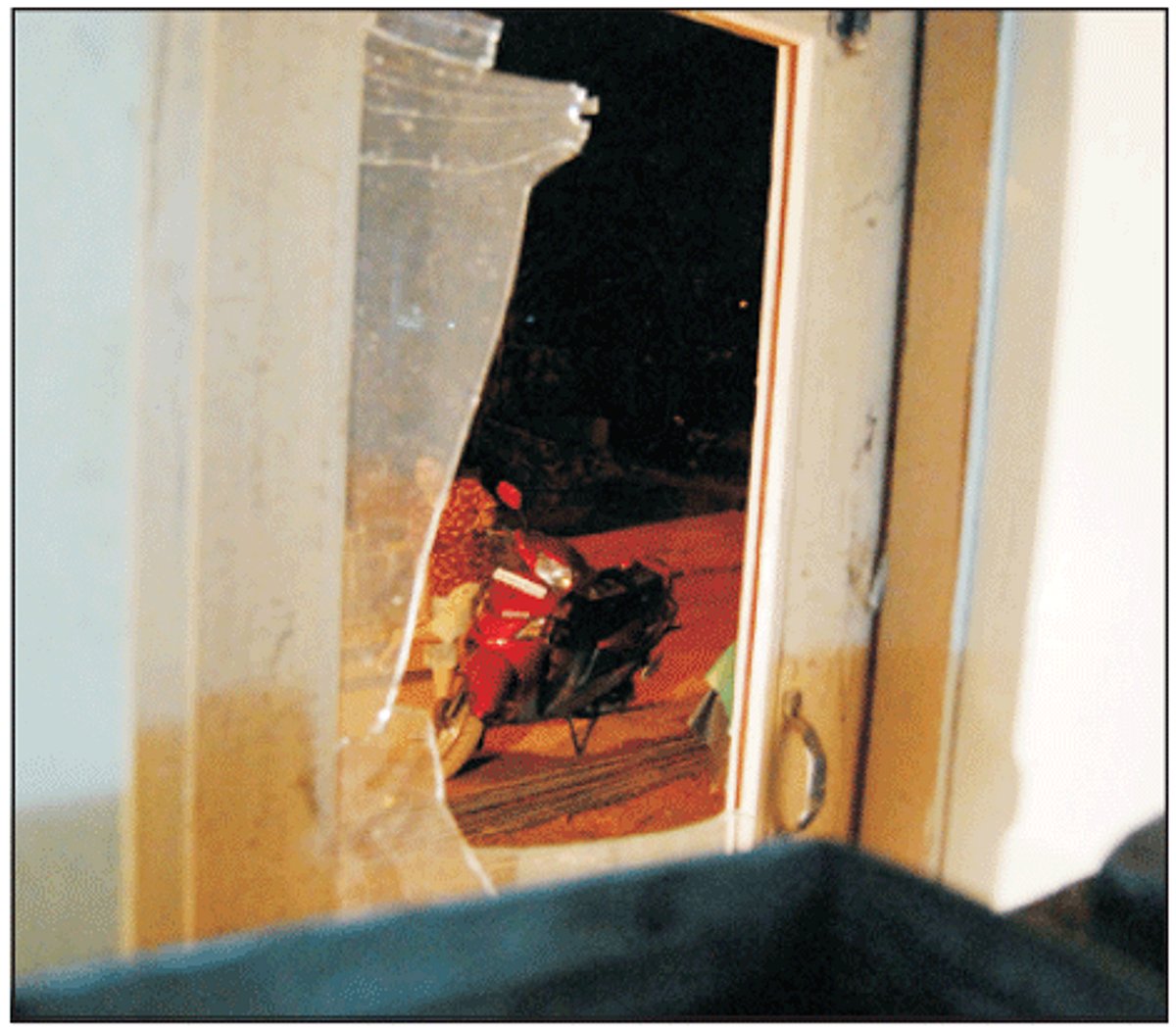 The bakery which was damaged by miscreants last night.