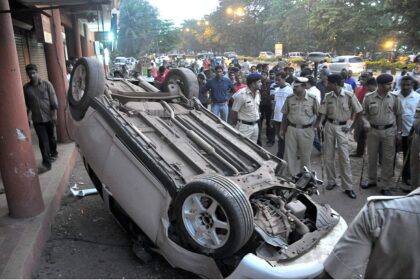 The car that knocked down a woman killing her on he spot.