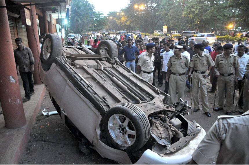 The car that knocked down a woman killing her on he spot.
