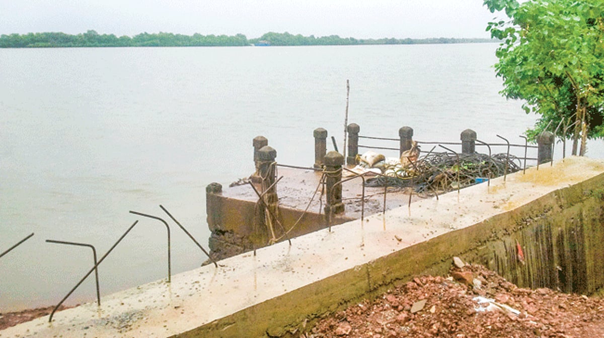 The coastal police jetty under construction at Ribandar.