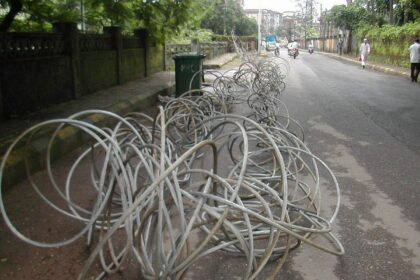 The conductors that were left on the road by miscreants after they failed in their bid to burgle the goods at the Power House.