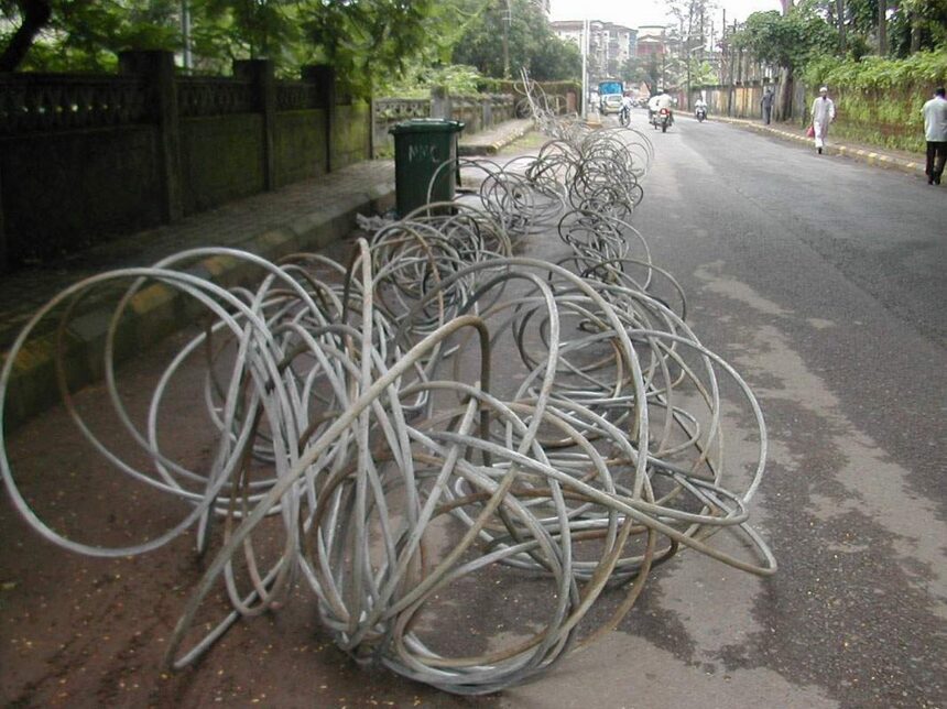 The conductors that were left on the road by miscreants after they failed in their bid to burgle the goods at the Power House.
