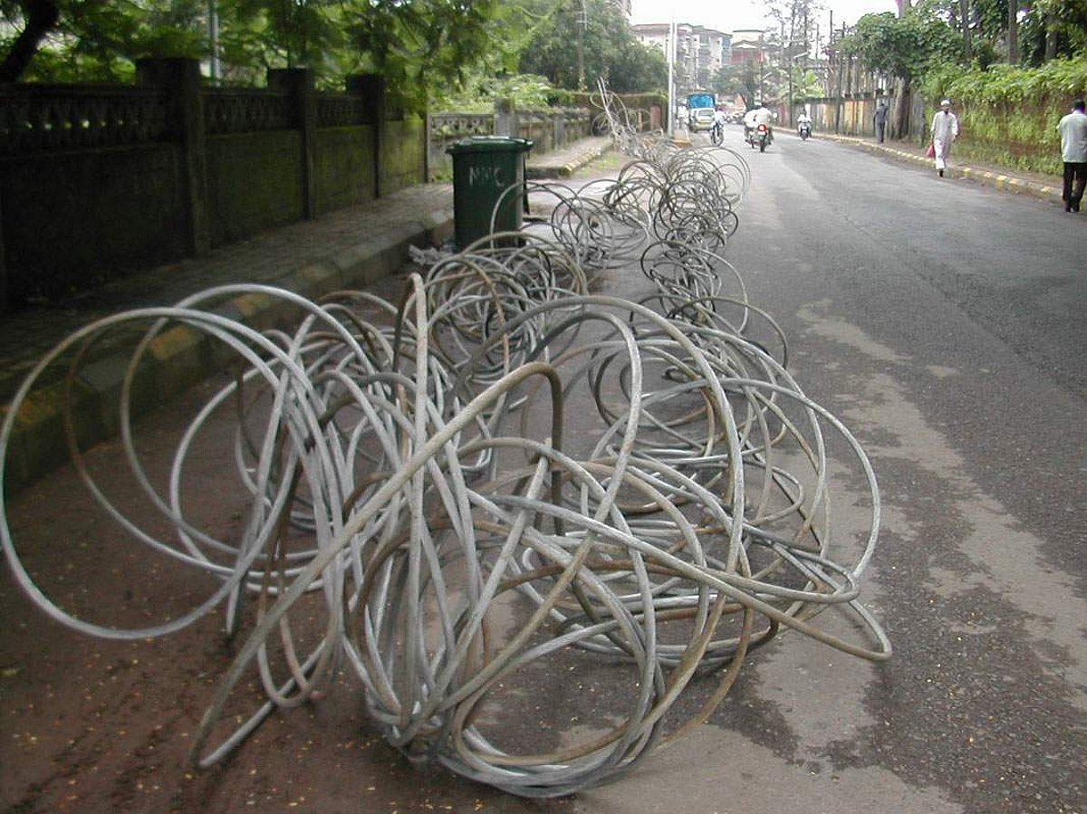 The conductors that were left on the road by miscreants after they failed in their bid to burgle the goods at the Power House.
