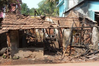 The cycle repair shop at Cortalim which was gutted on Thursday.