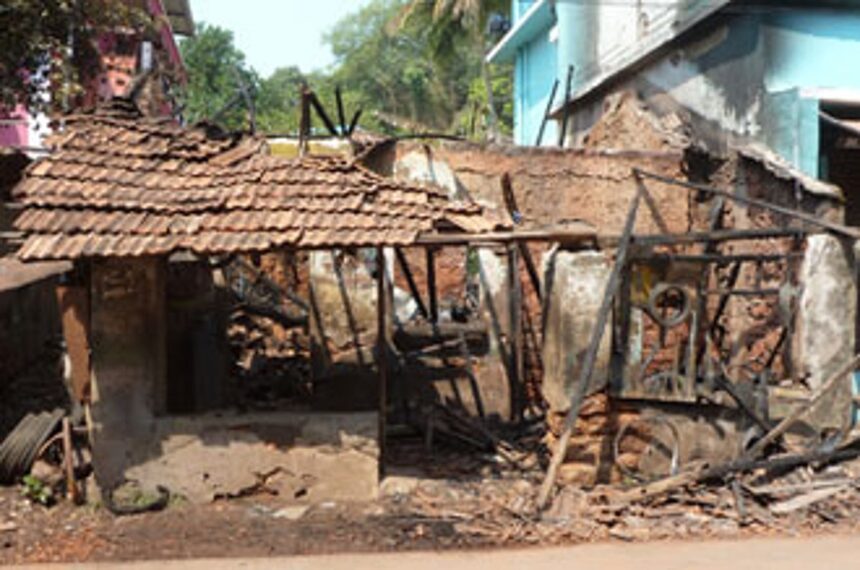 The cycle repair shop at Cortalim which was gutted on Thursday.