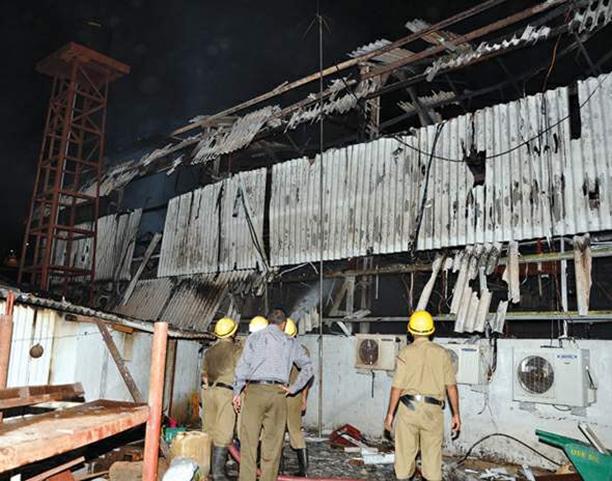 The fire at the Chowgule shipbuilding office.