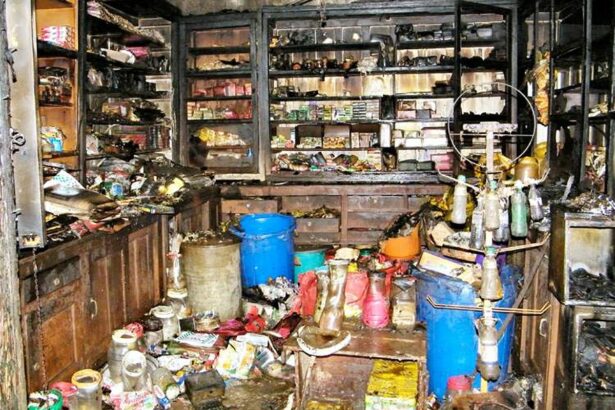The goods destroyed at a grocery shop in Thana-Cortalim.