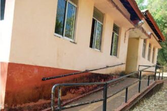 The handicapped-friendly polling booth equipped with a ramp at one of the polling stations at Agonda, Canacona constituency.